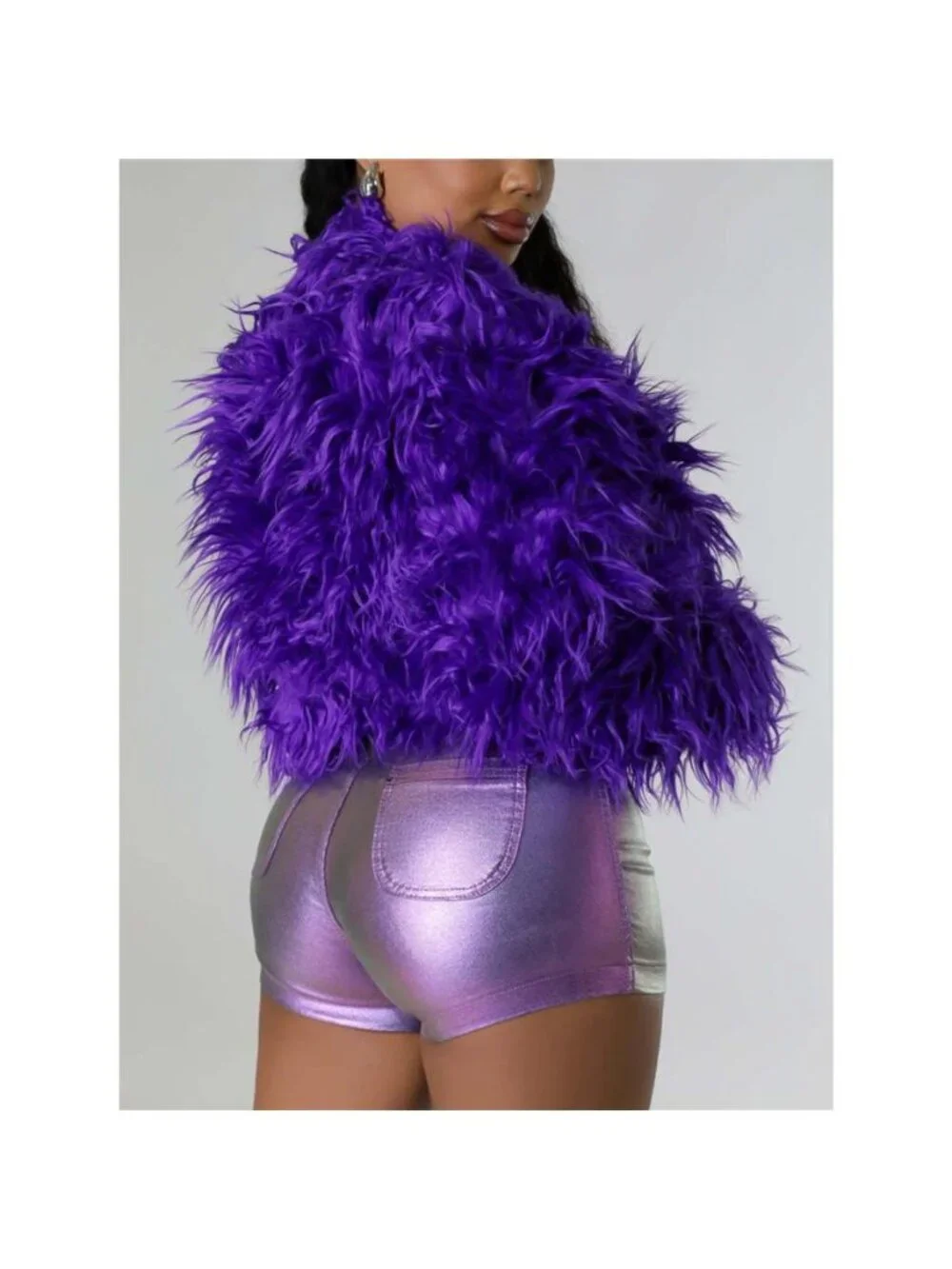 Faux Fur Open Front Cropped Outerwear